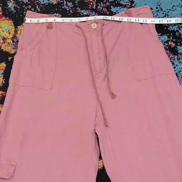 COMFY SINCERLY JULES LINEN BLEND WOMEN'S CARGO PANTS EUC XL - Picture 6 of 8